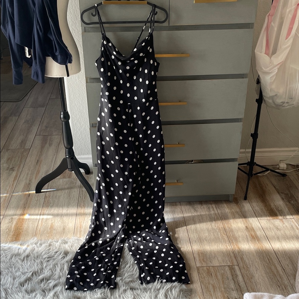 Lovers + Friends Black and White Polka Dot Jumpsuit